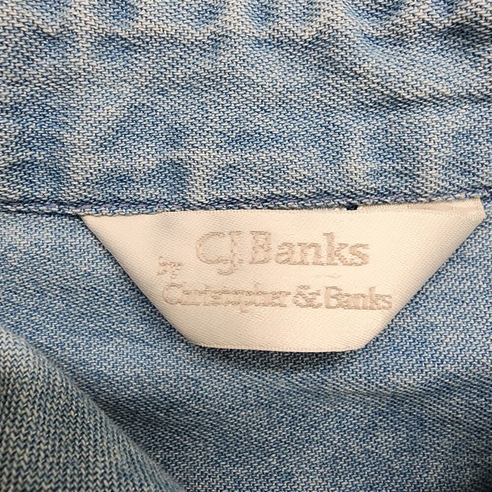 Vintage Y2K CJ Banks Top Womens‎ 3X Blue Denim Embroidered Button Up Bears USA - Picture 7 of 12